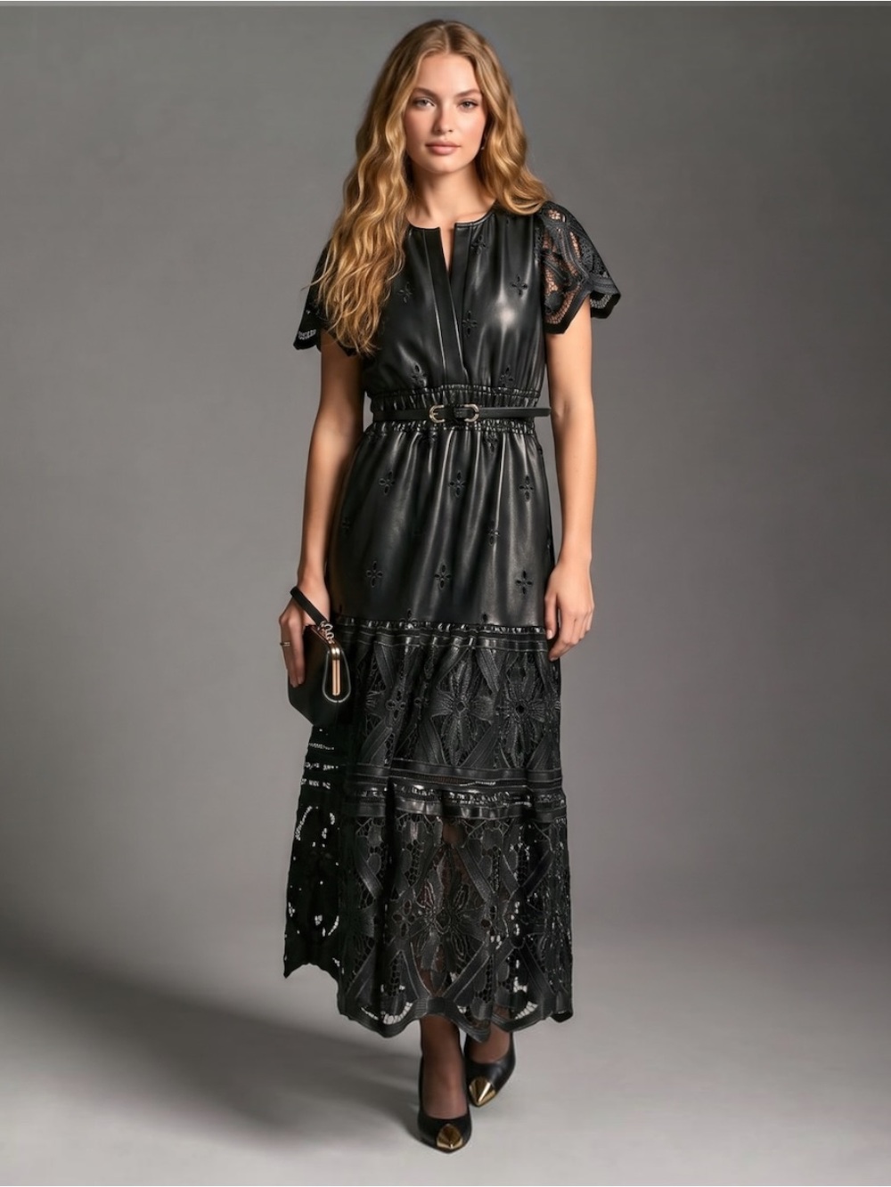 Anthropologie Faux Leather Somerset Maxi Dress